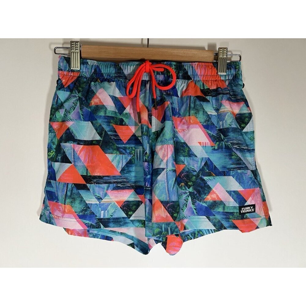 Funky Trunks ocean beach all-over print swim trunks shorty shorts sz S(32)